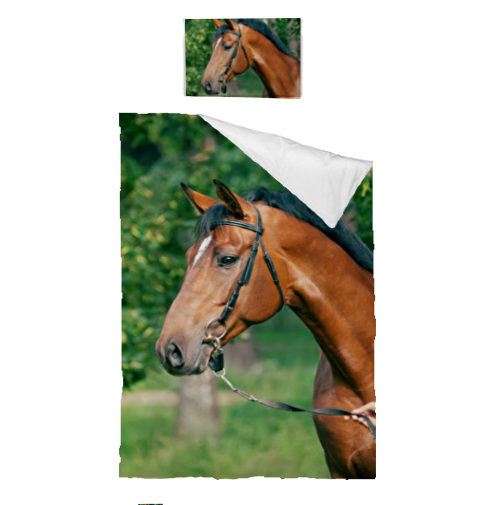 Sengetøj med foto af hest